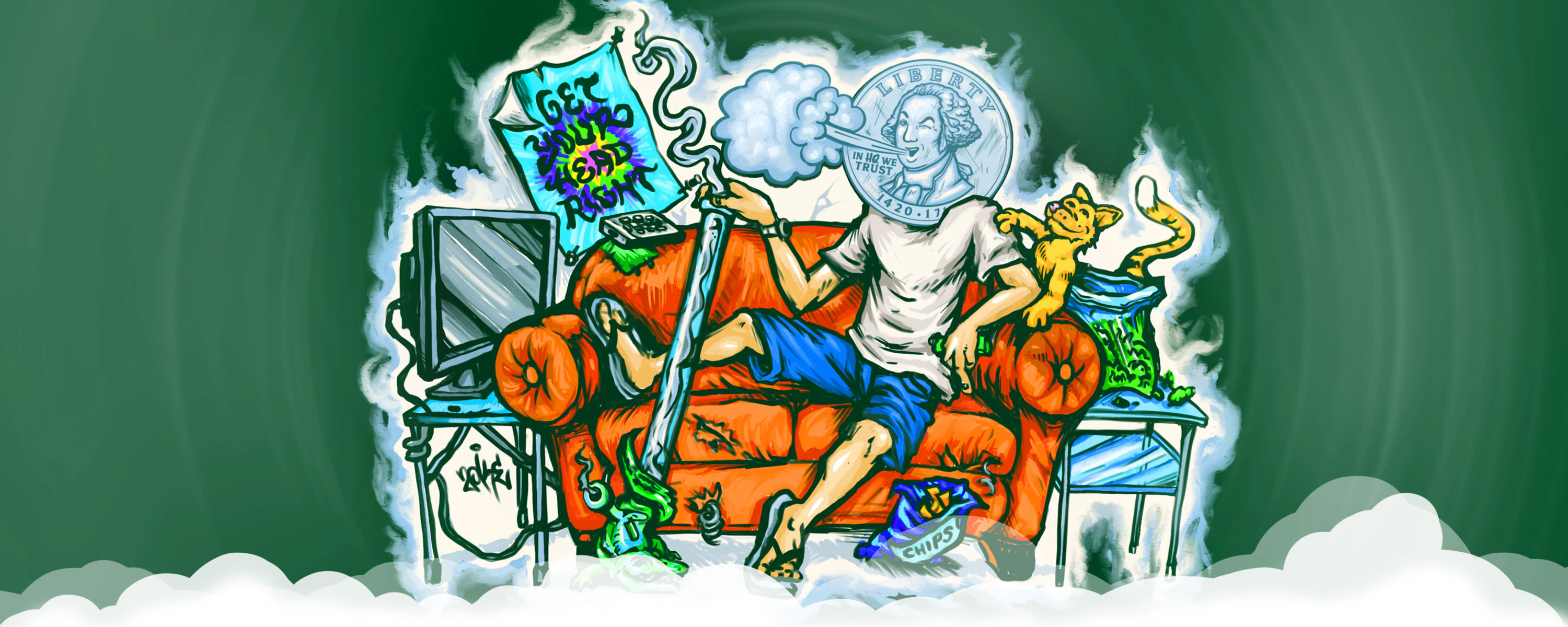 Get your head right  - The shop front in a cartoon style